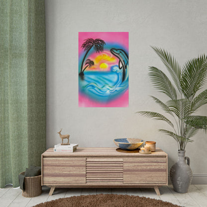 "dolphin love" airbrush rolled print