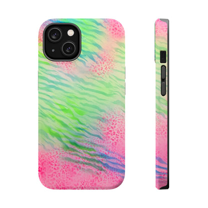 MagSafe "teal cheetah" airbrush iPhone case