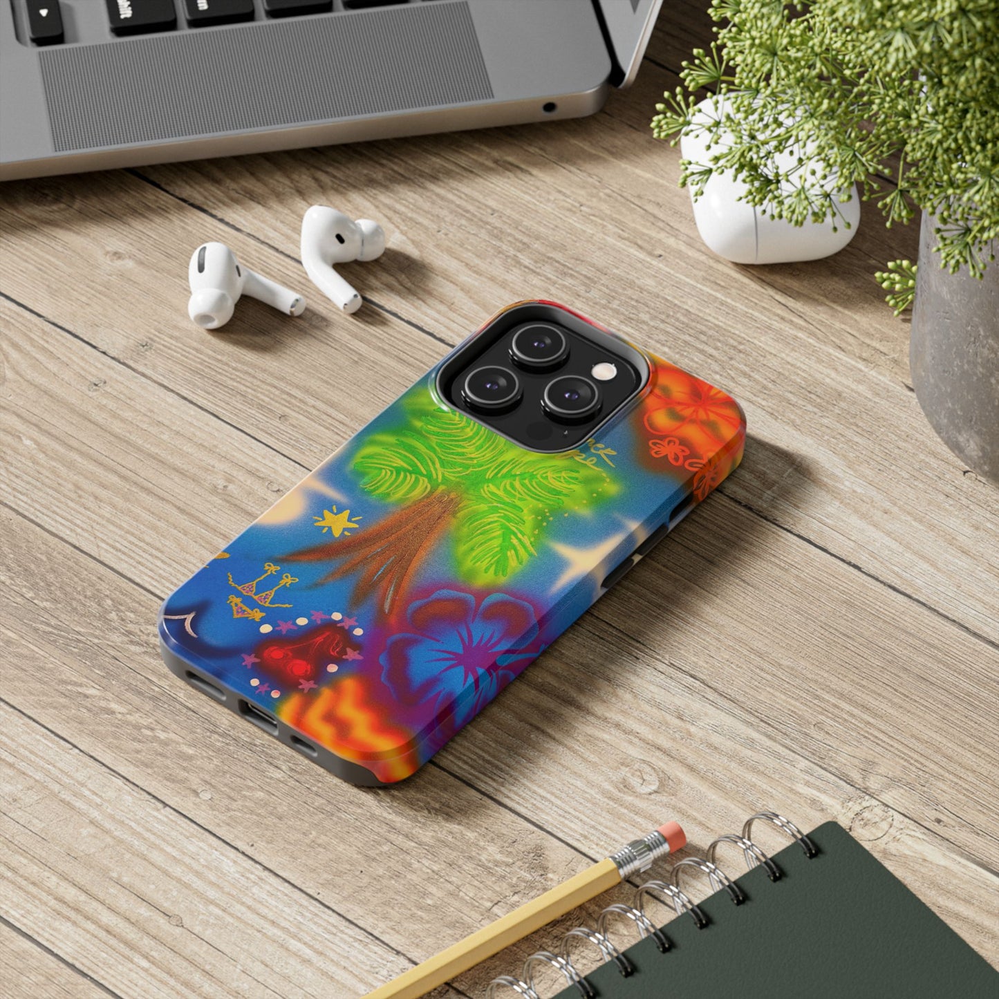 "neon blue palms" airbrush iPhone case