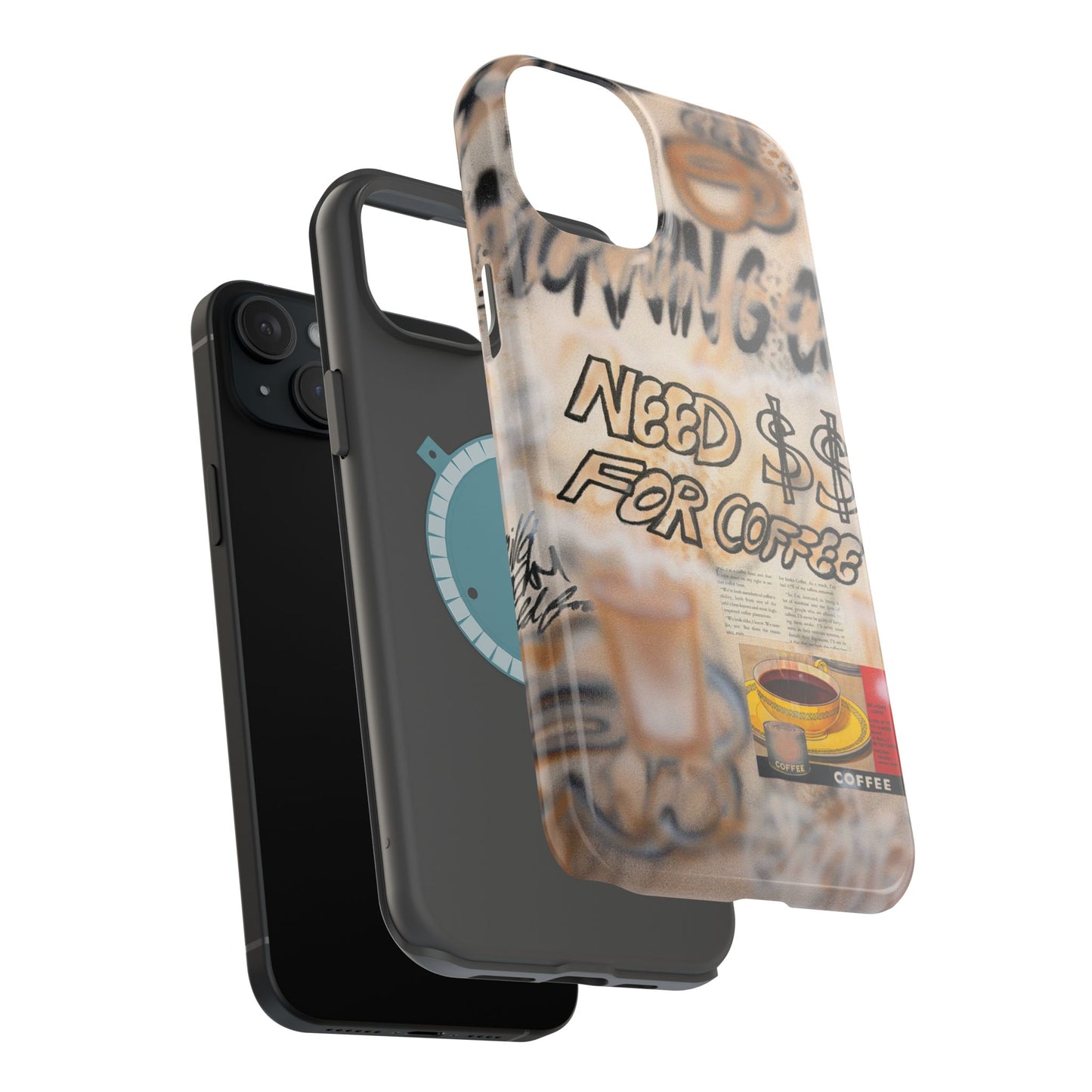 MagSafe "need $$ for coffee" airbrush iPhone case