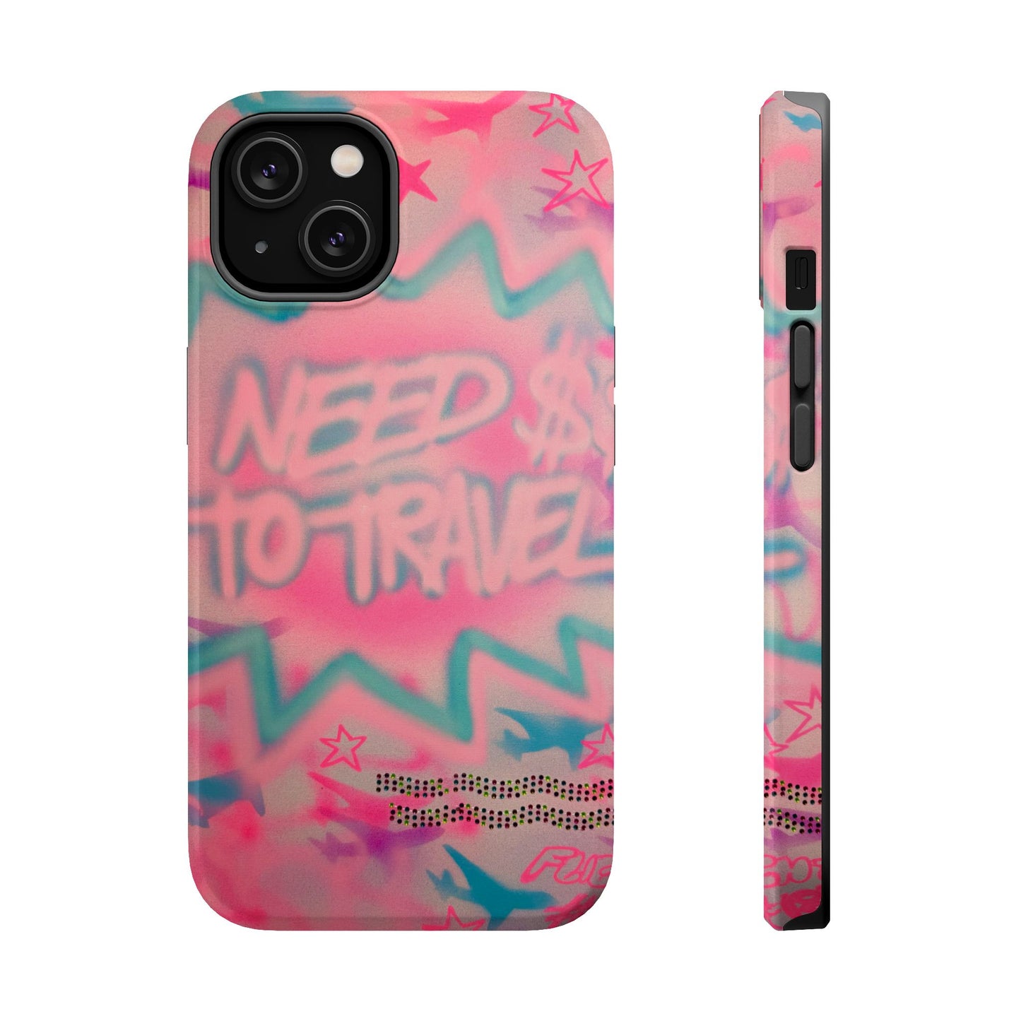 MagSafe "need $$ to travel" airbrush iPhone case