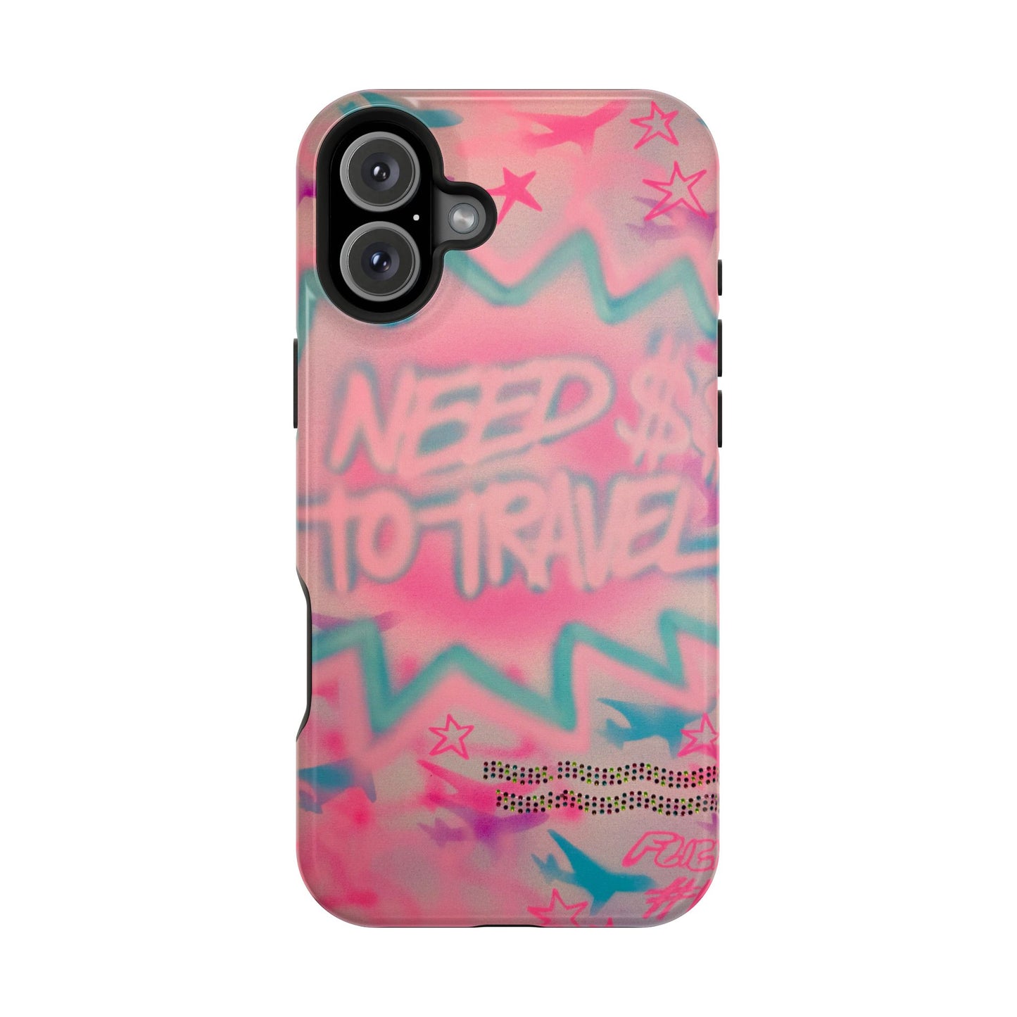 MagSafe "need $$ to travel" airbrush iPhone case