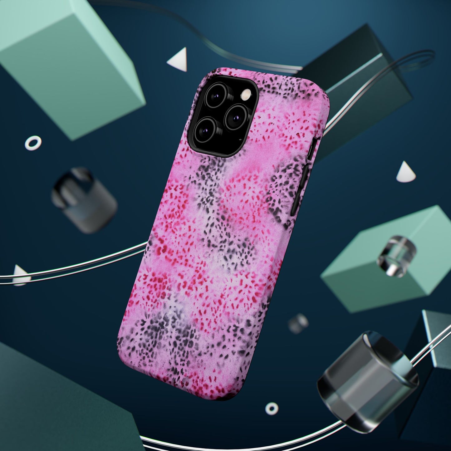 MagSafe "pink cheetah" airbrush iPhone case