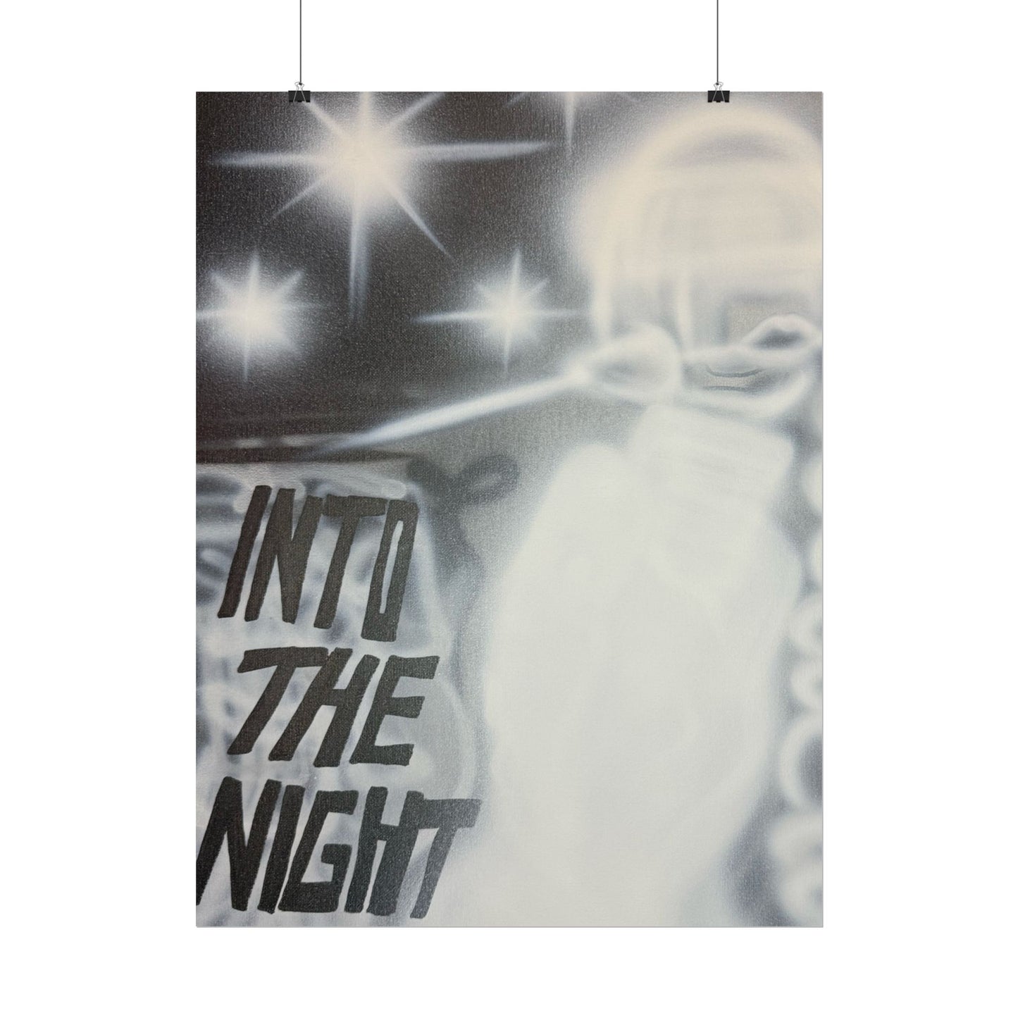 "into the night" airbrush rolled print