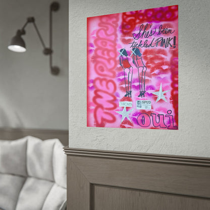 "tickled pink" airbrush rolled print