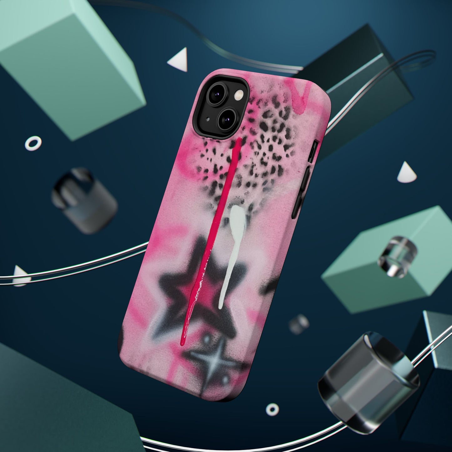 MagSafe "pink cheetah" airbrush iPhone case