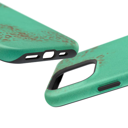 MagSafe "teal cheetah" airbrush iPhone case