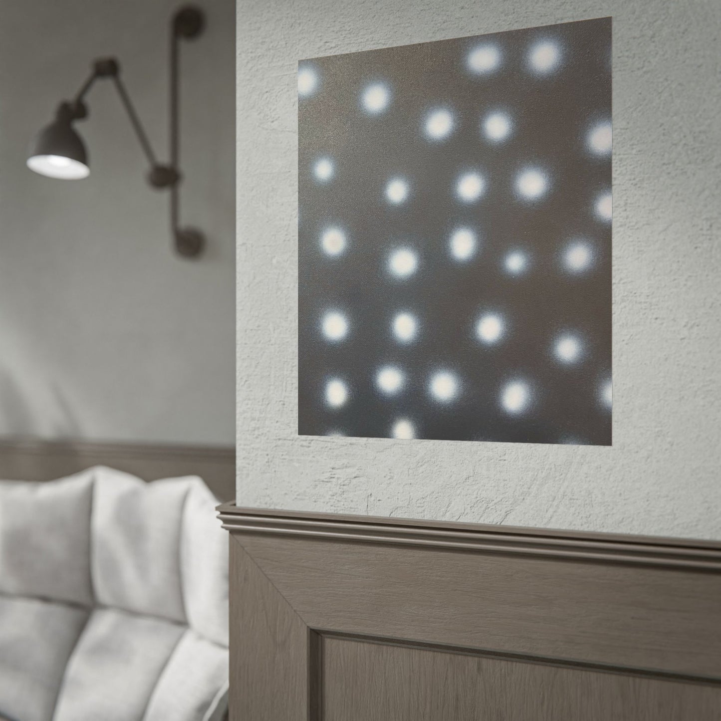 "coconut noir polka dots" airbrush rolled print