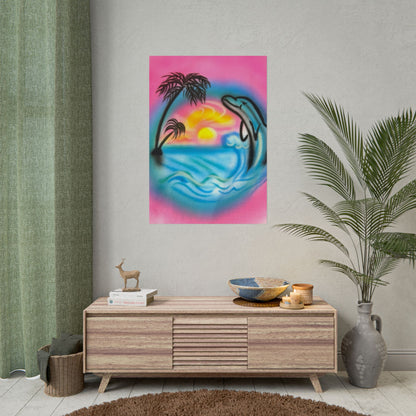 "dolphin love" airbrush rolled print