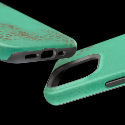 MagSafe "teal cheetah" airbrush iPhone case