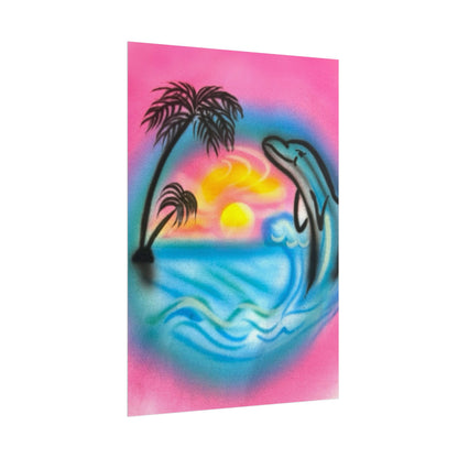 "dolphin love" airbrush rolled print