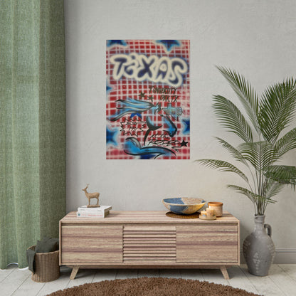 "texas" airbrush rolled print