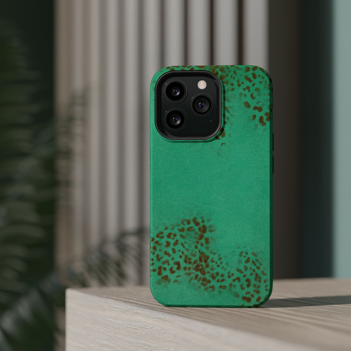 MagSafe "teal cheetah" airbrush iPhone case