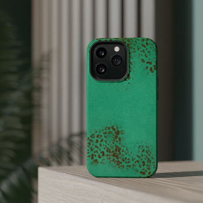 MagSafe "teal cheetah" airbrush iPhone case