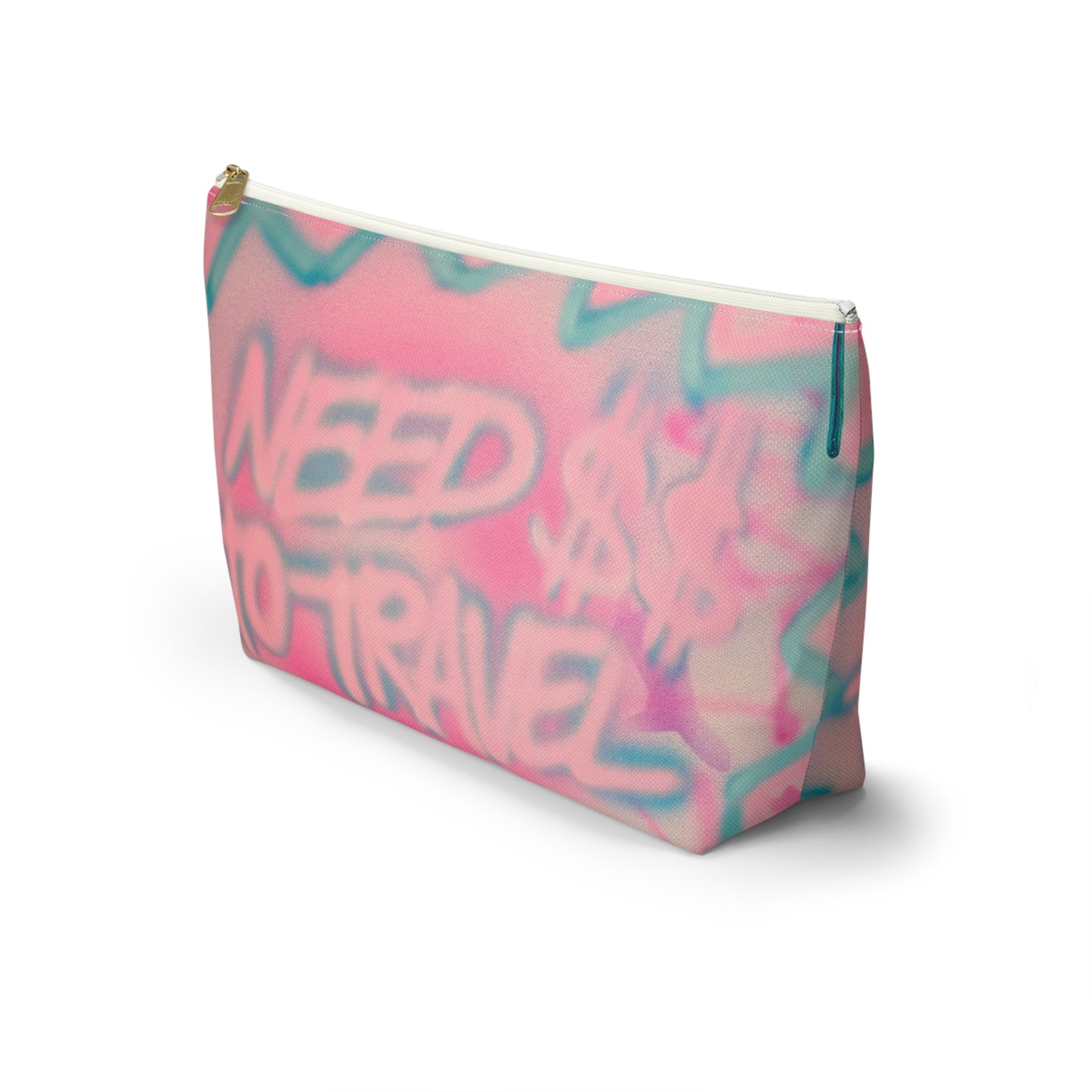 "need $$ to travel" airbrush makeup pouch
