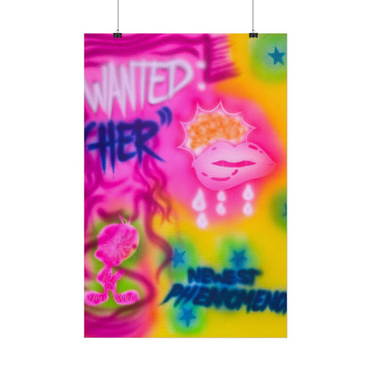 "wanted" airbrush rolled print