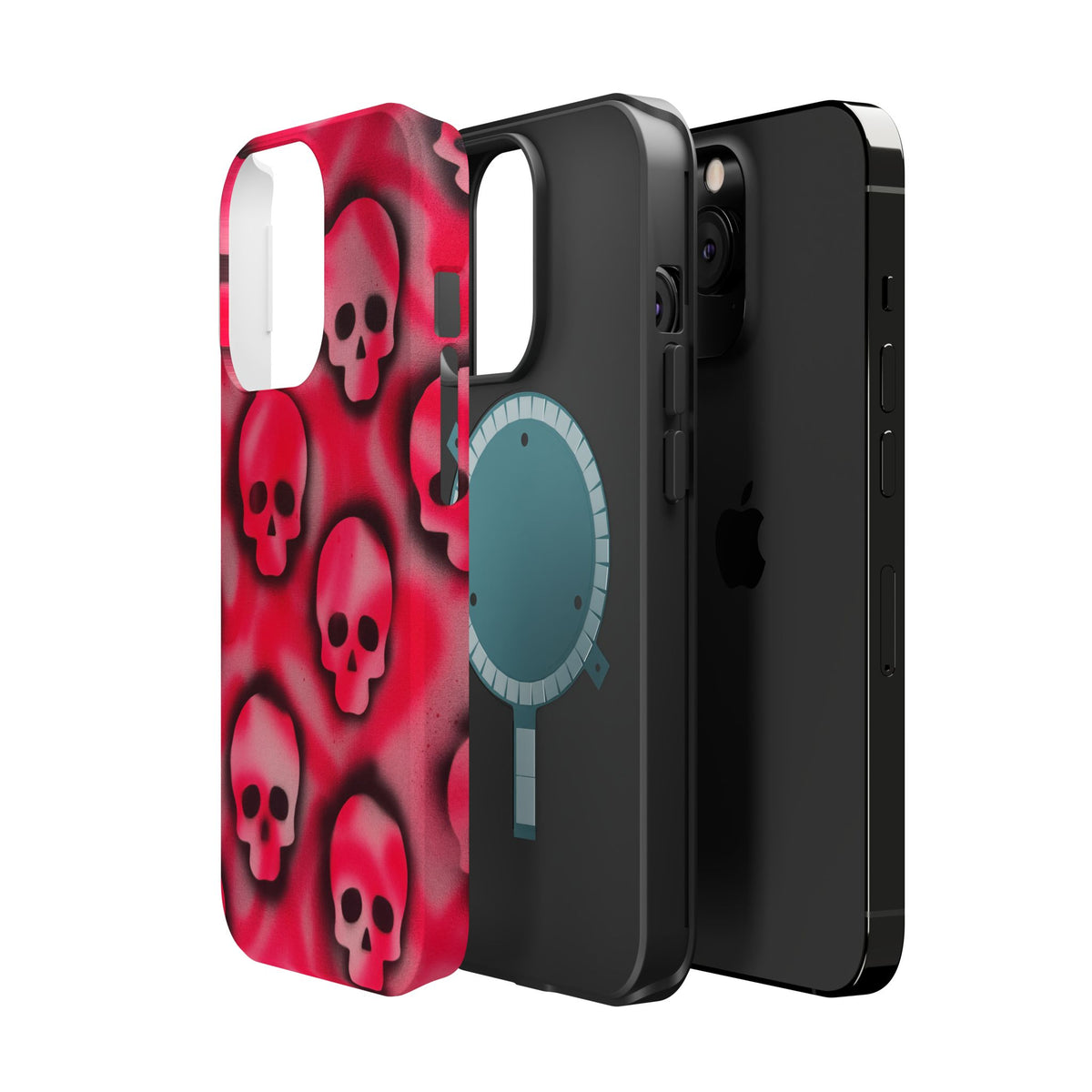 MagSafe "pink skully" airbrush iPhone case