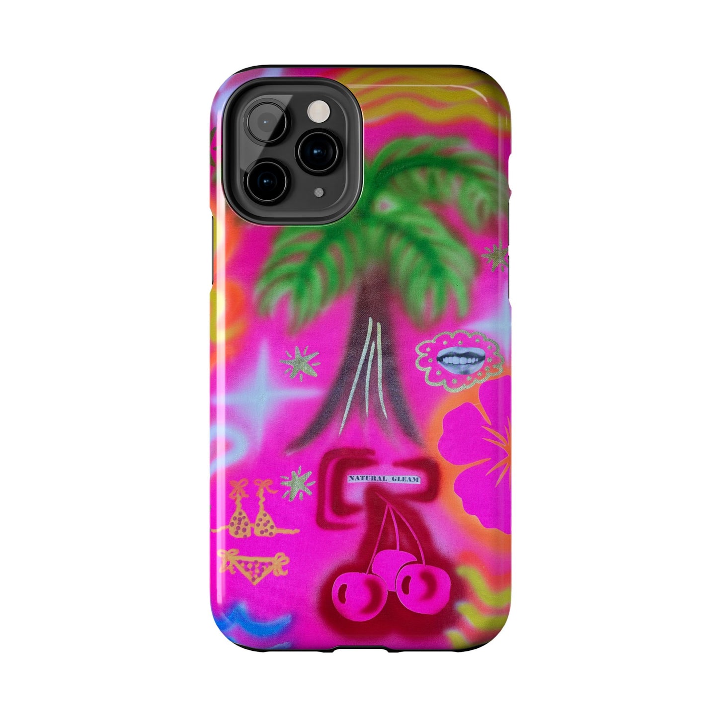 "neon pink palms" airbrush iPhone case