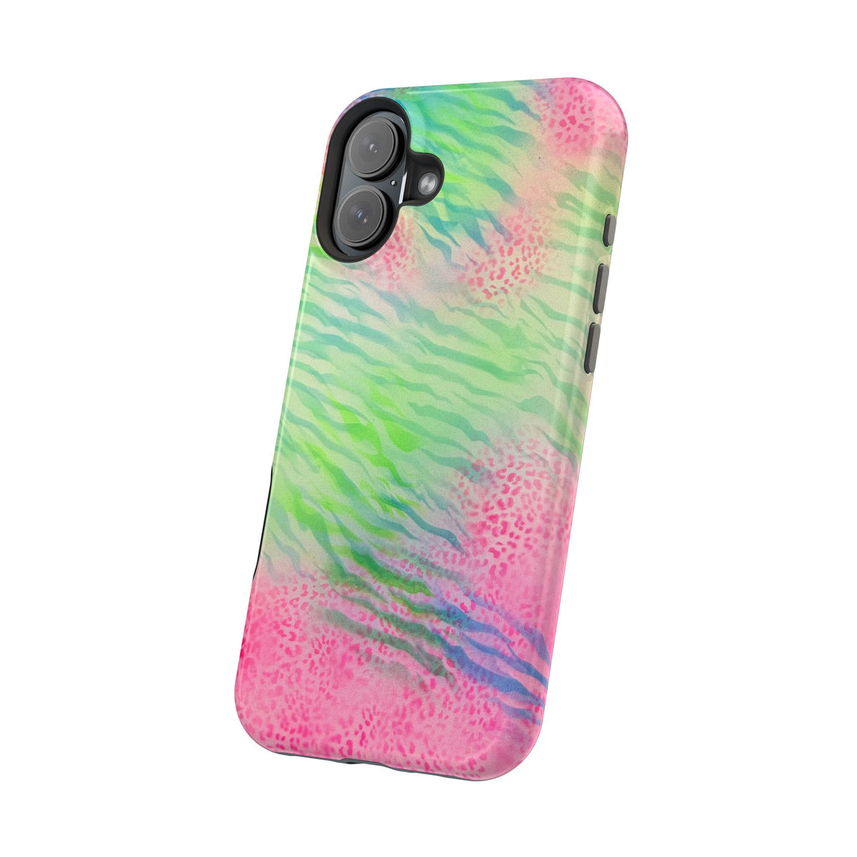 MagSafe "teal cheetah" airbrush iPhone case