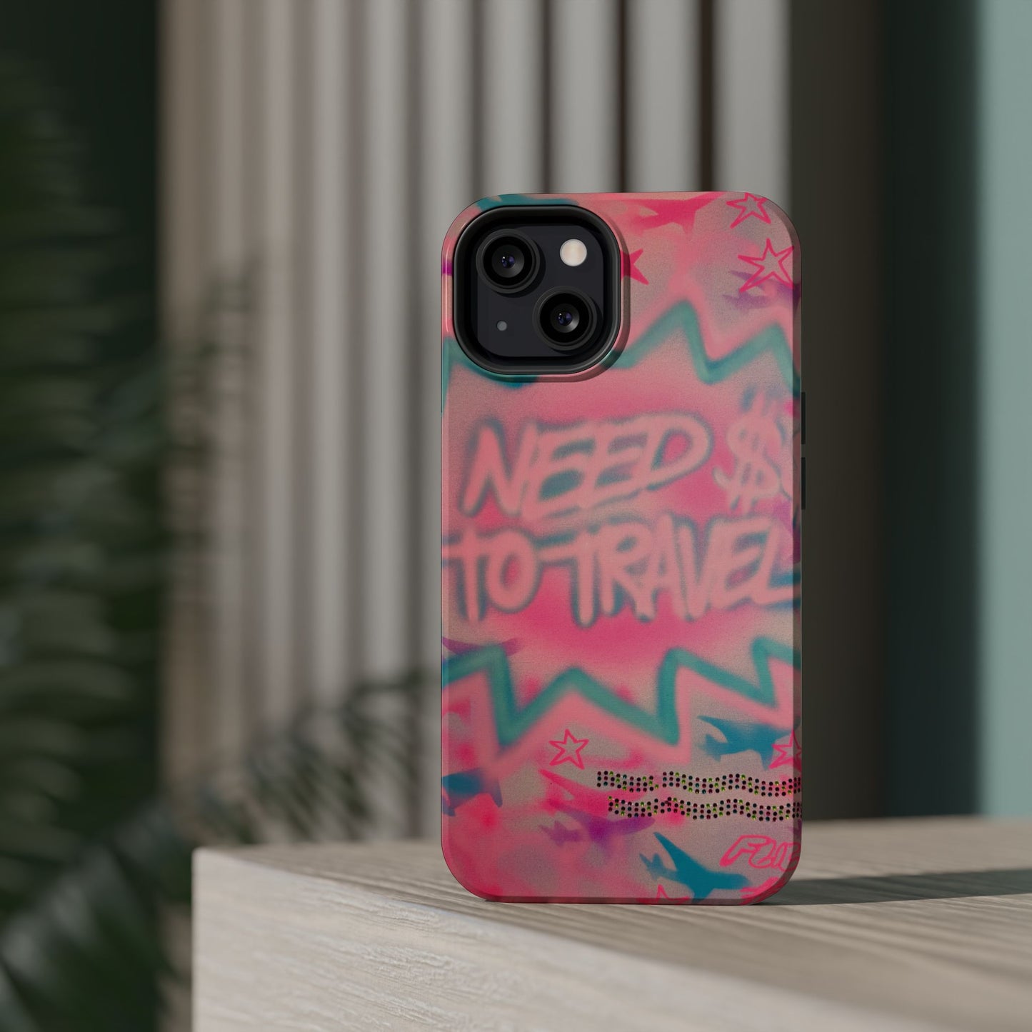 MagSafe "need $$ to travel" airbrush iPhone case