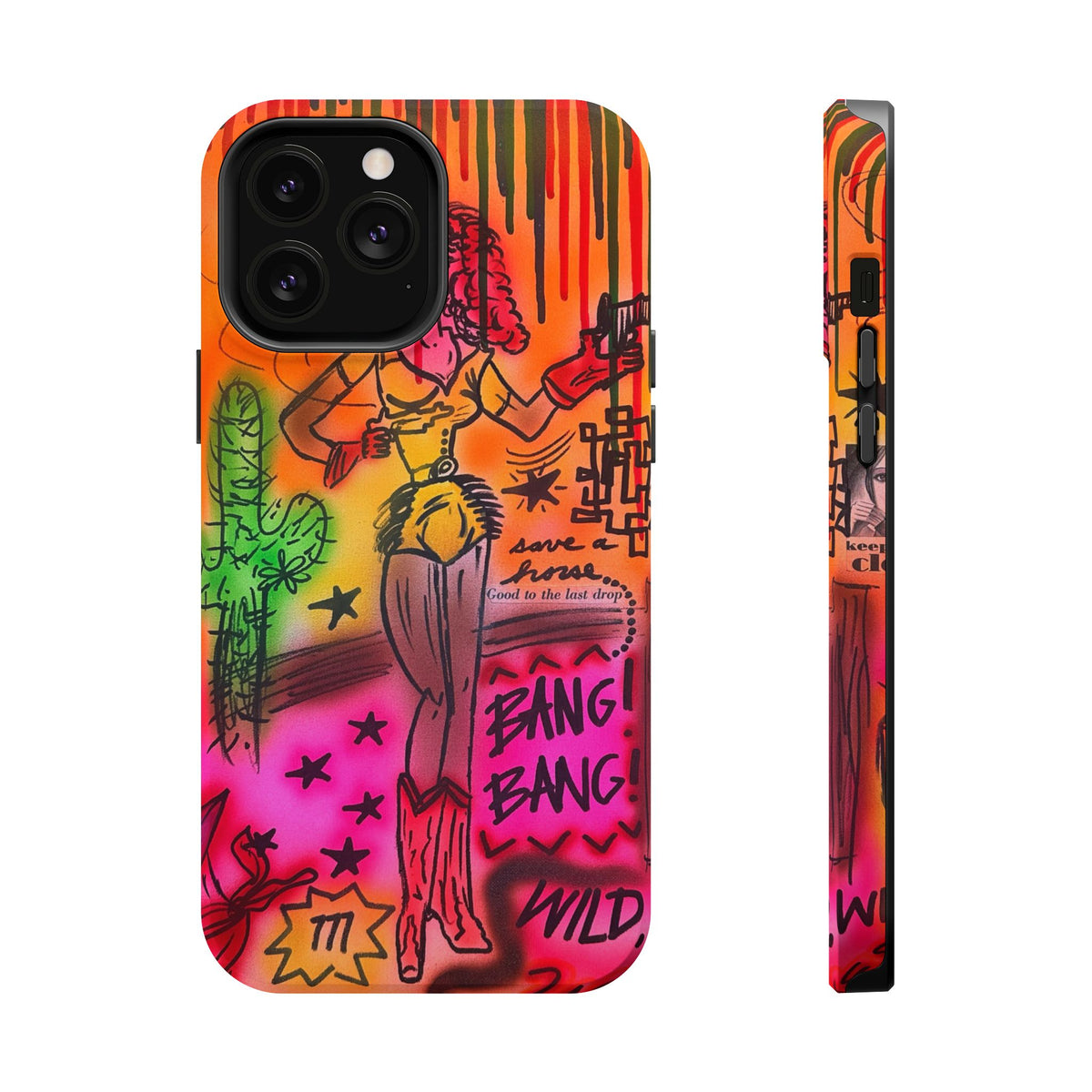 MagSafe "wild, wild west" airbrush iPhone case