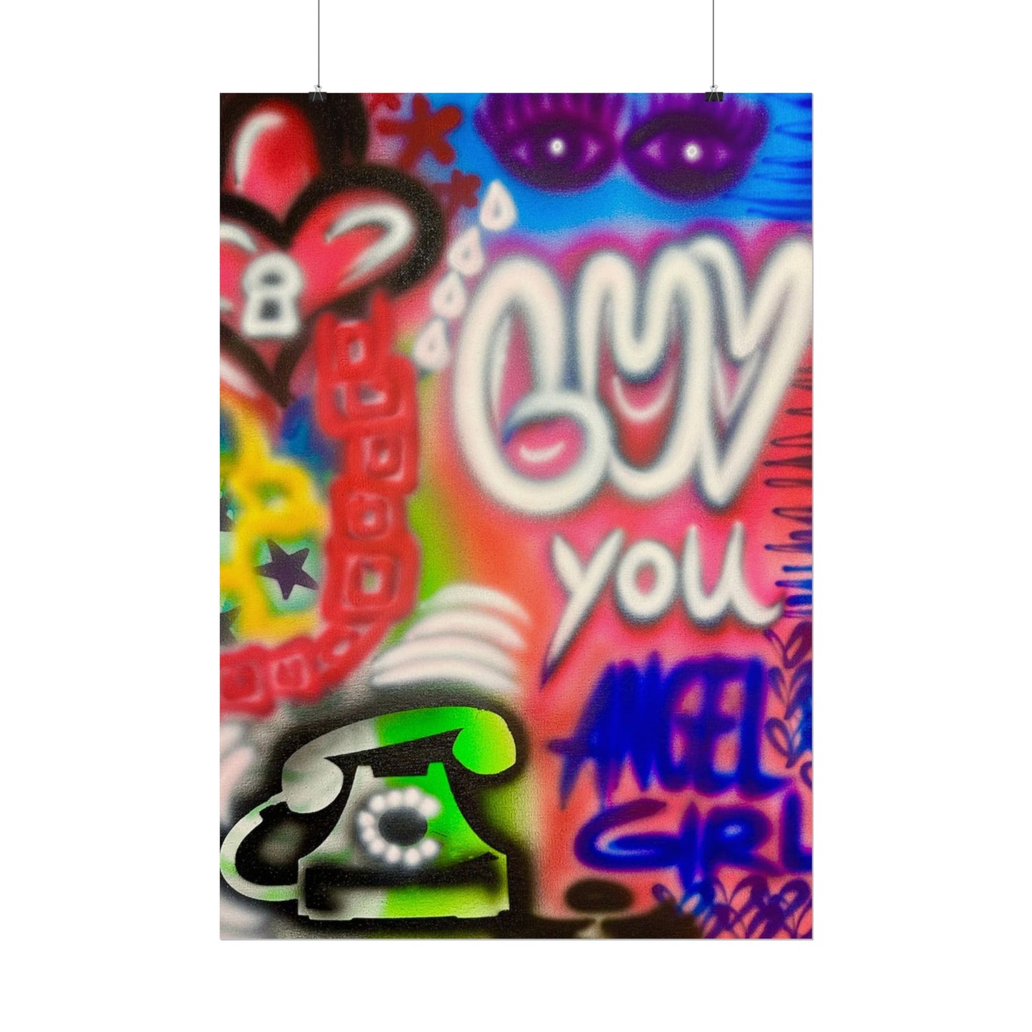 "luv u angel girl" airbrush rolled print