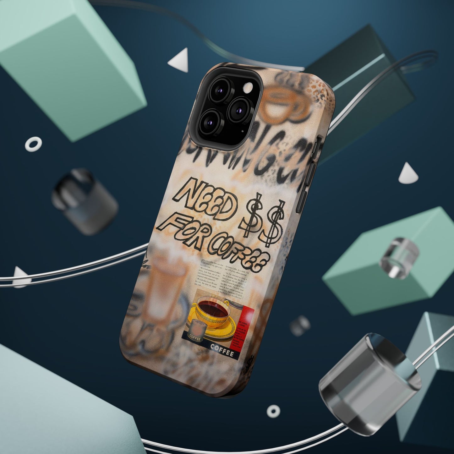 MagSafe "need $$ for coffee" airbrush iPhone case