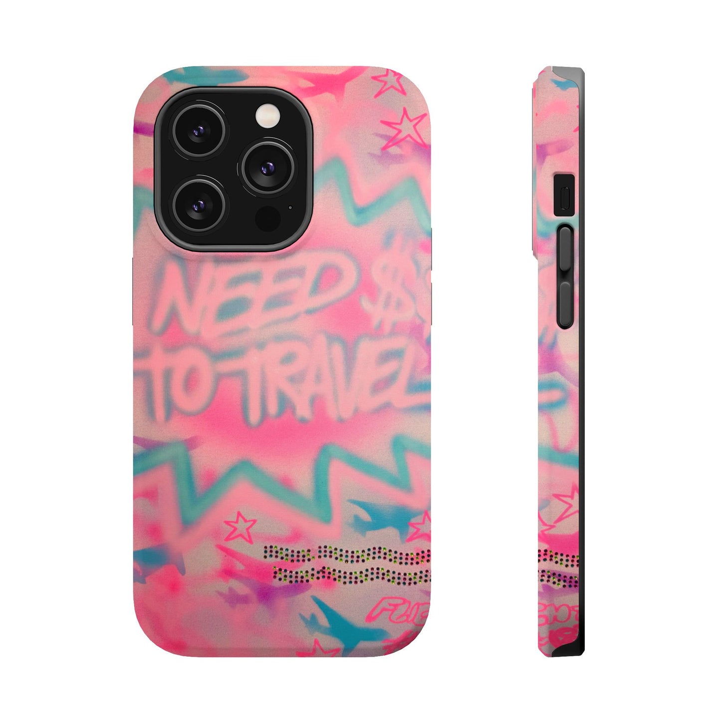 MagSafe "need $$ to travel" airbrush iPhone case