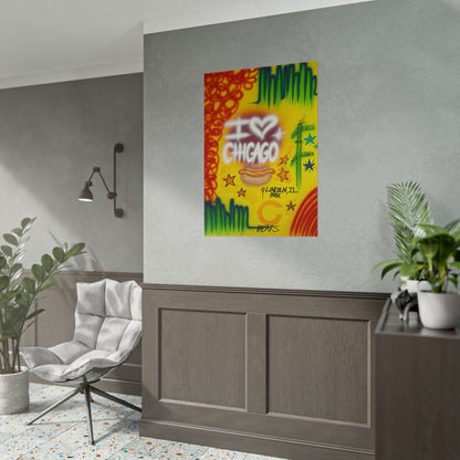 "chicago" airbrush rolled print