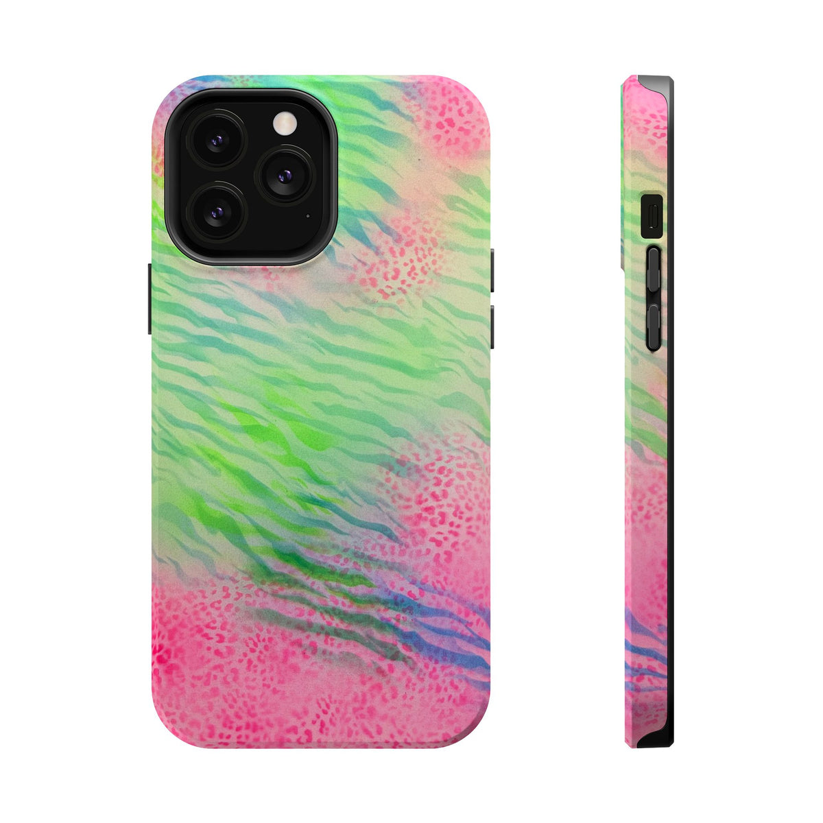 MagSafe "teal cheetah" airbrush iPhone case