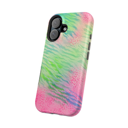 MagSafe "teal cheetah" airbrush iPhone case