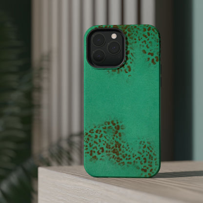 MagSafe "teal cheetah" airbrush iPhone case