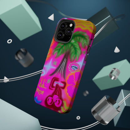 MagSafe "neon pink palms" Airbrush iPhone-Hülle