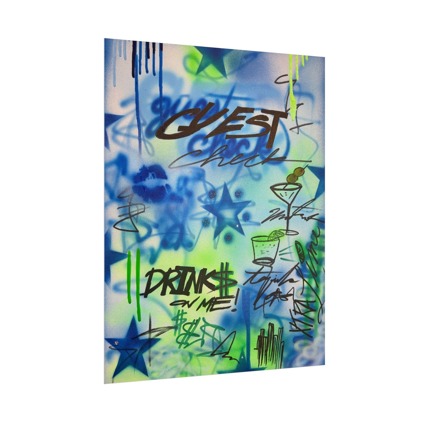 "guest check" airbrush rolled print