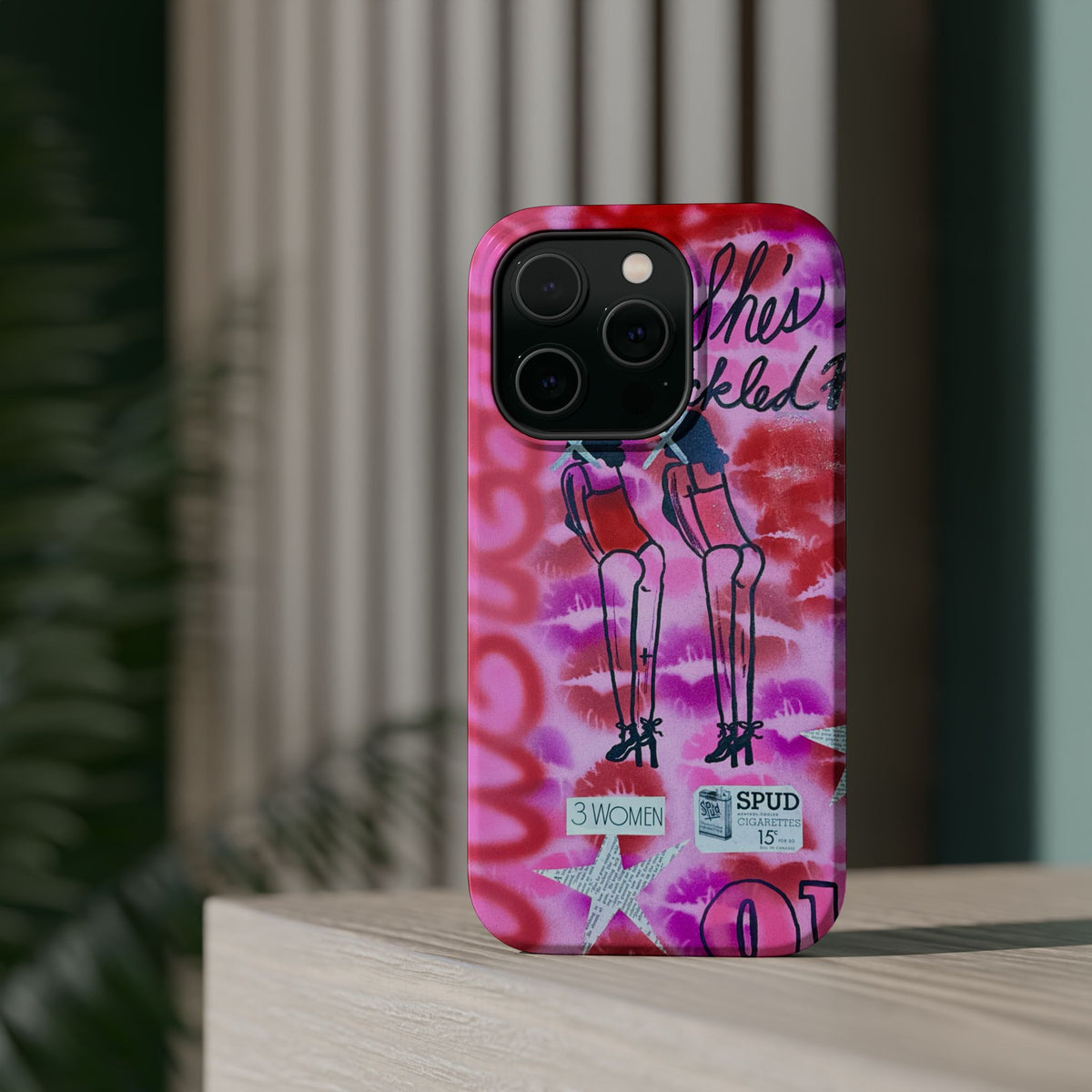 MagSafe "tickled pink" airbrush iPhone case