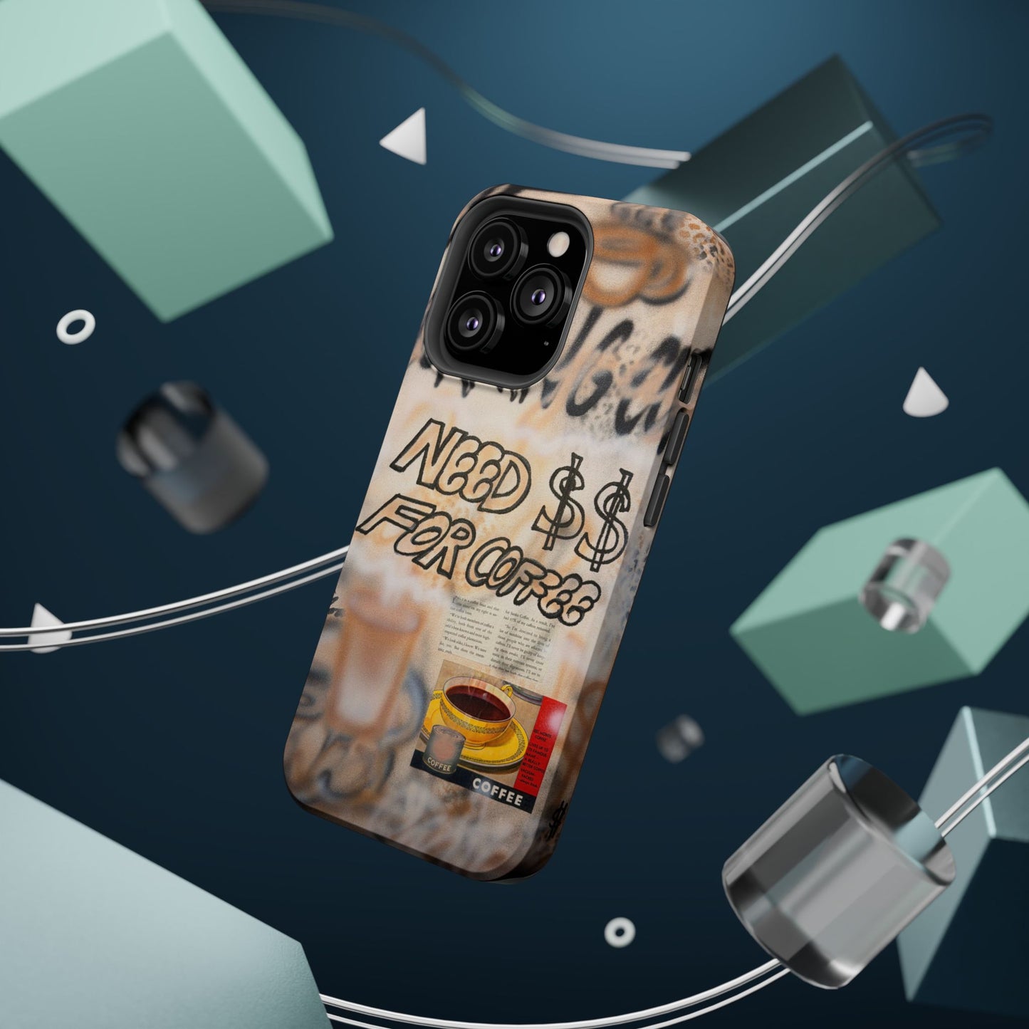 MagSafe "need $$ for coffee" airbrush iPhone case