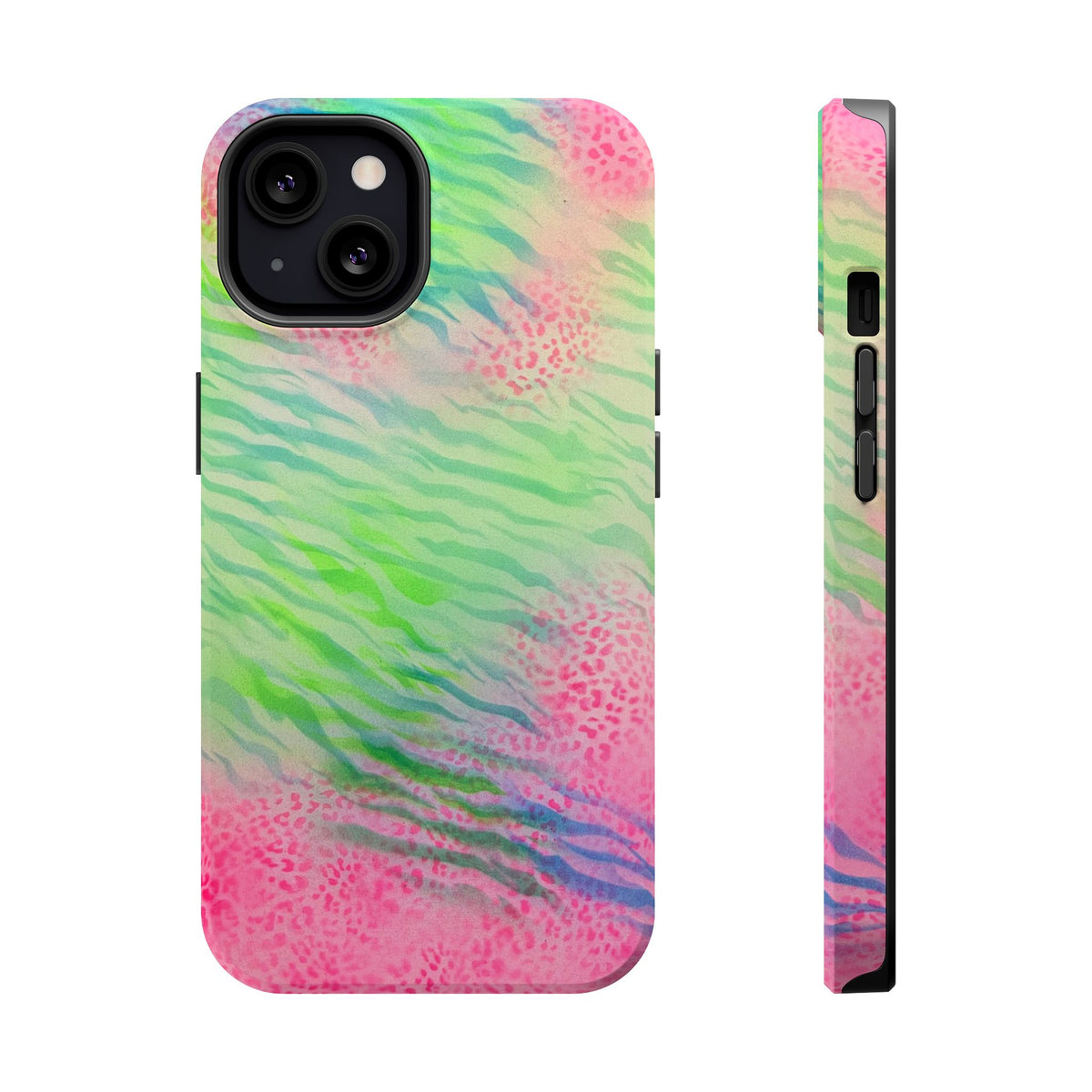 MagSafe "teal cheetah" airbrush iPhone case
