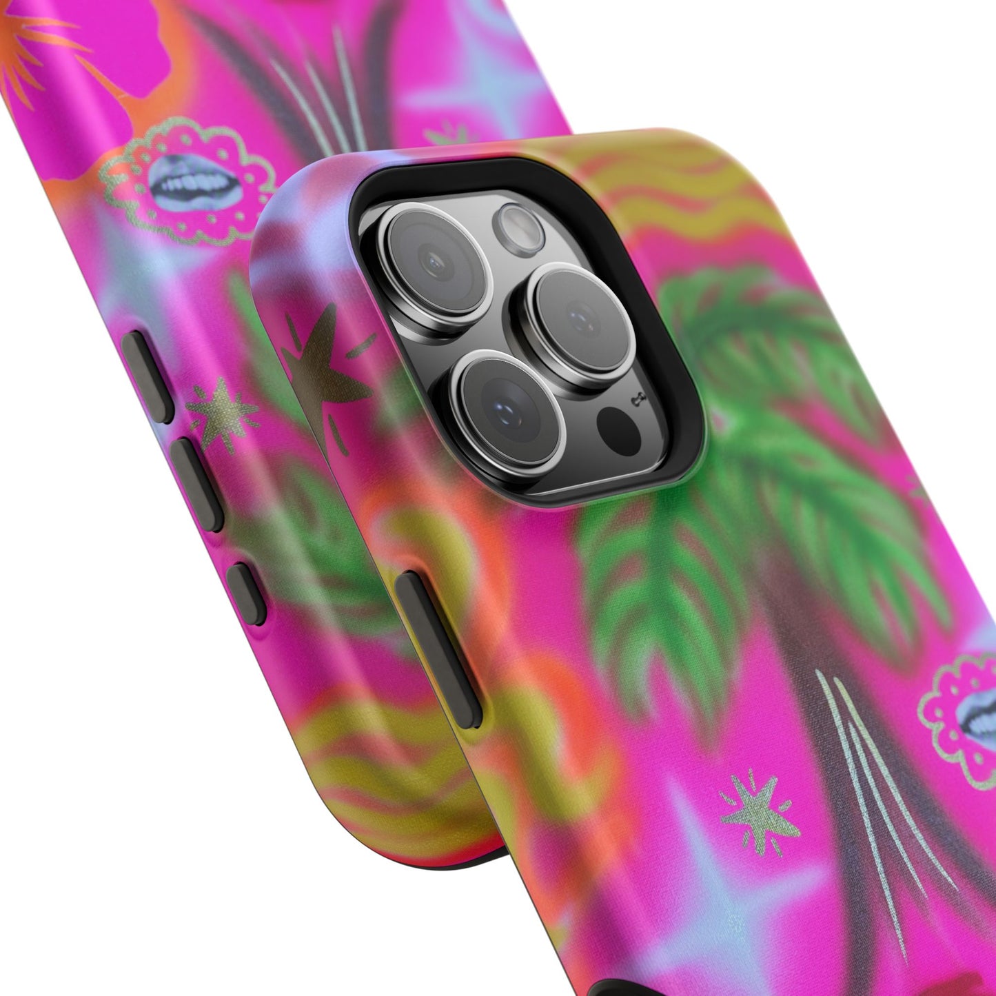 MagSafe "neon pink palms" Airbrush iPhone-Hülle