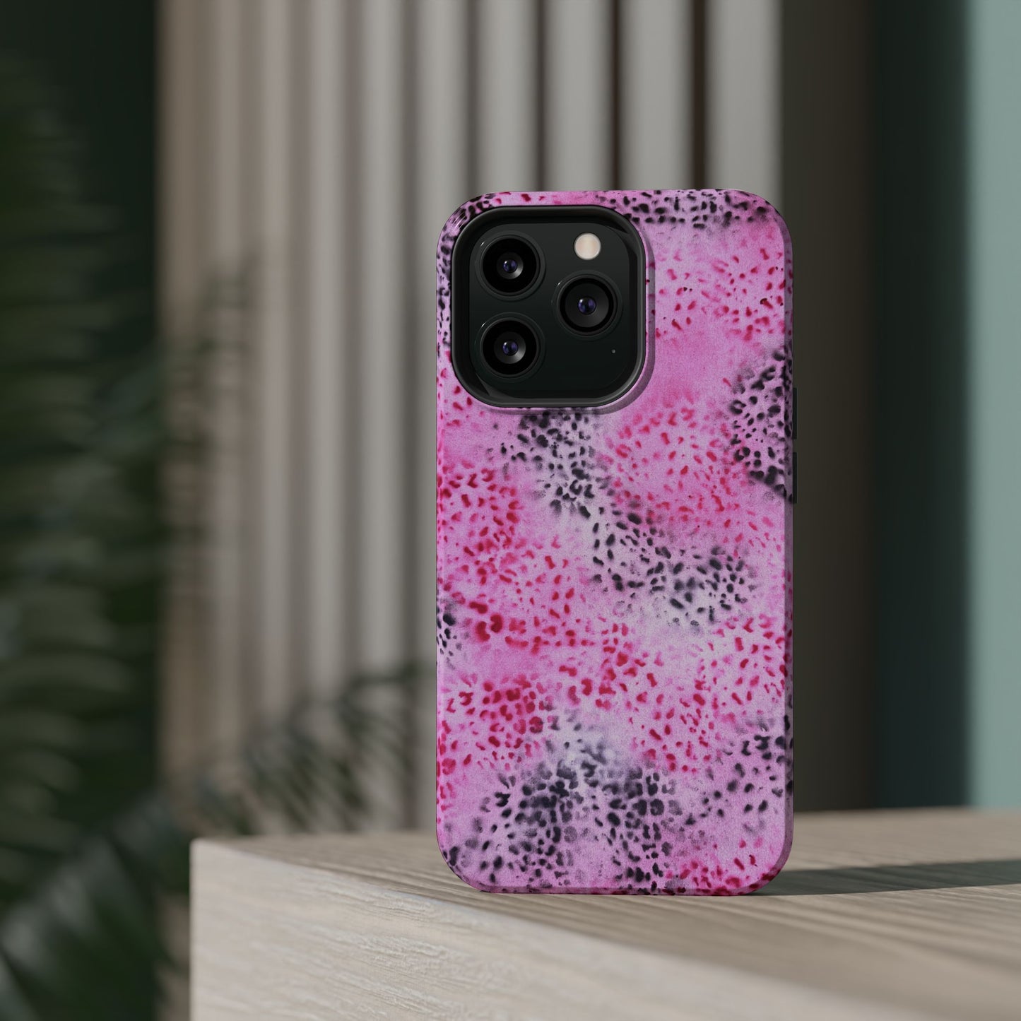 MagSafe "pink cheetah" airbrush iPhone case