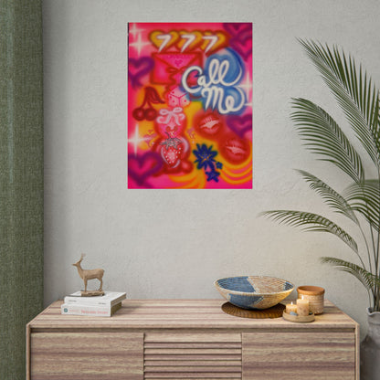 "call me!" airbrush rolled print