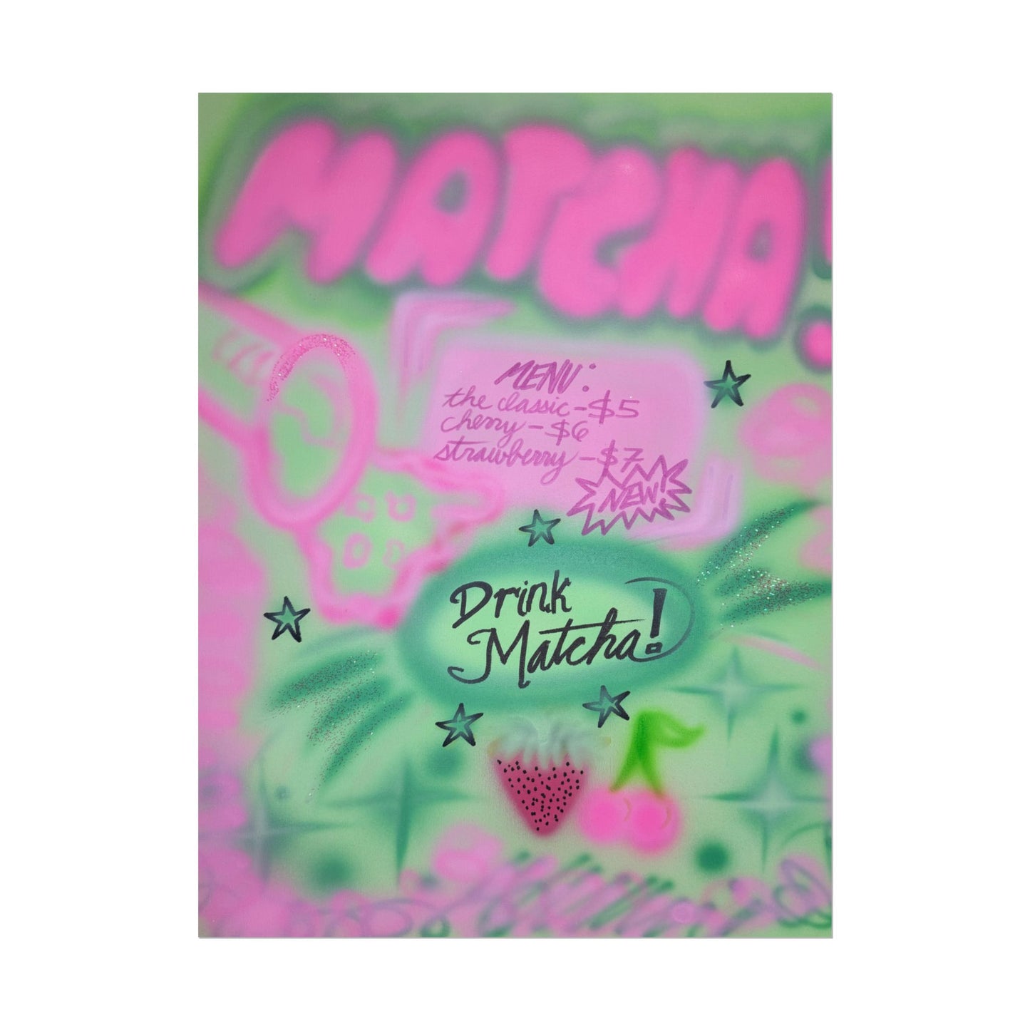"matcha!" airbrush rolled print