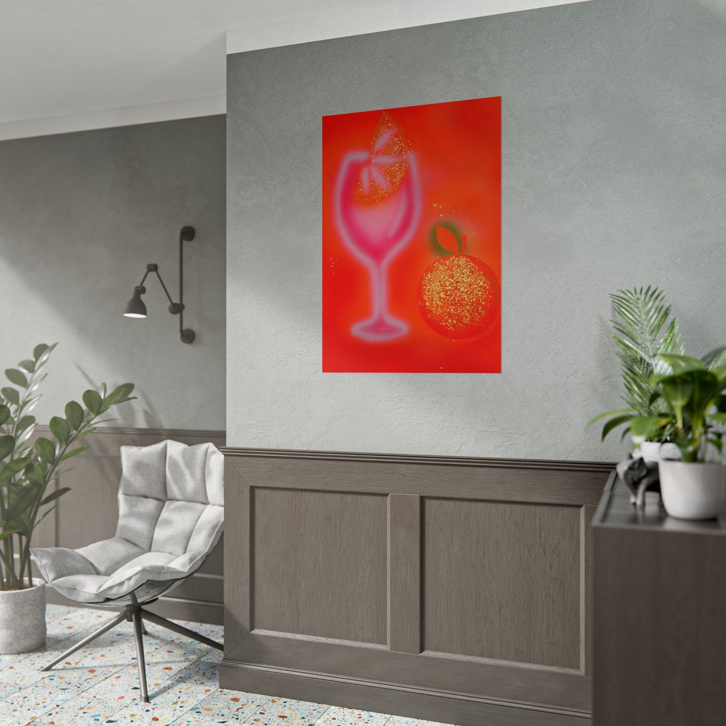 "aperol spritz" airbrush rolled print
