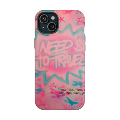 MagSafe "need $$ to travel" airbrush iPhone case