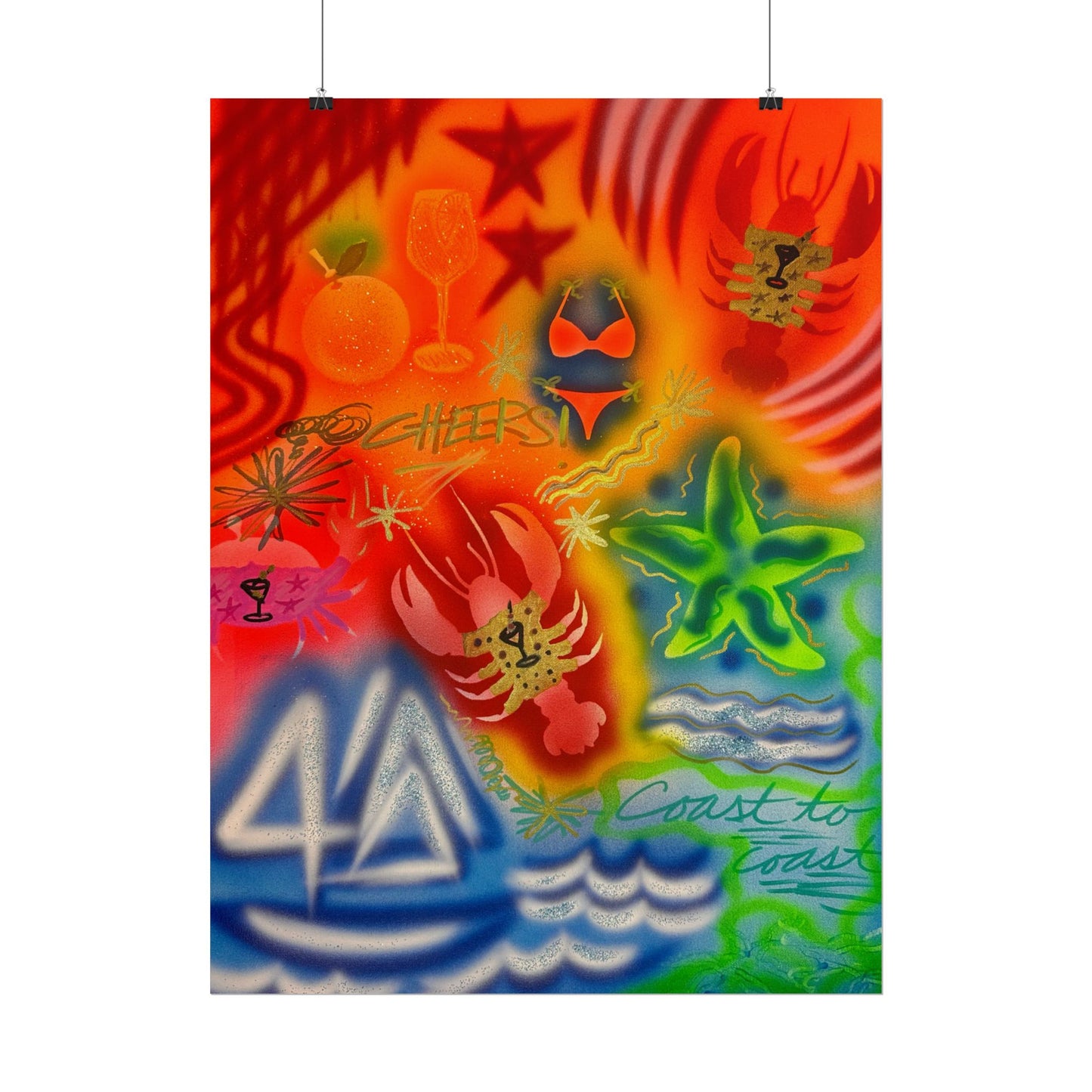 "tipsy lobster" airbrush rolled print