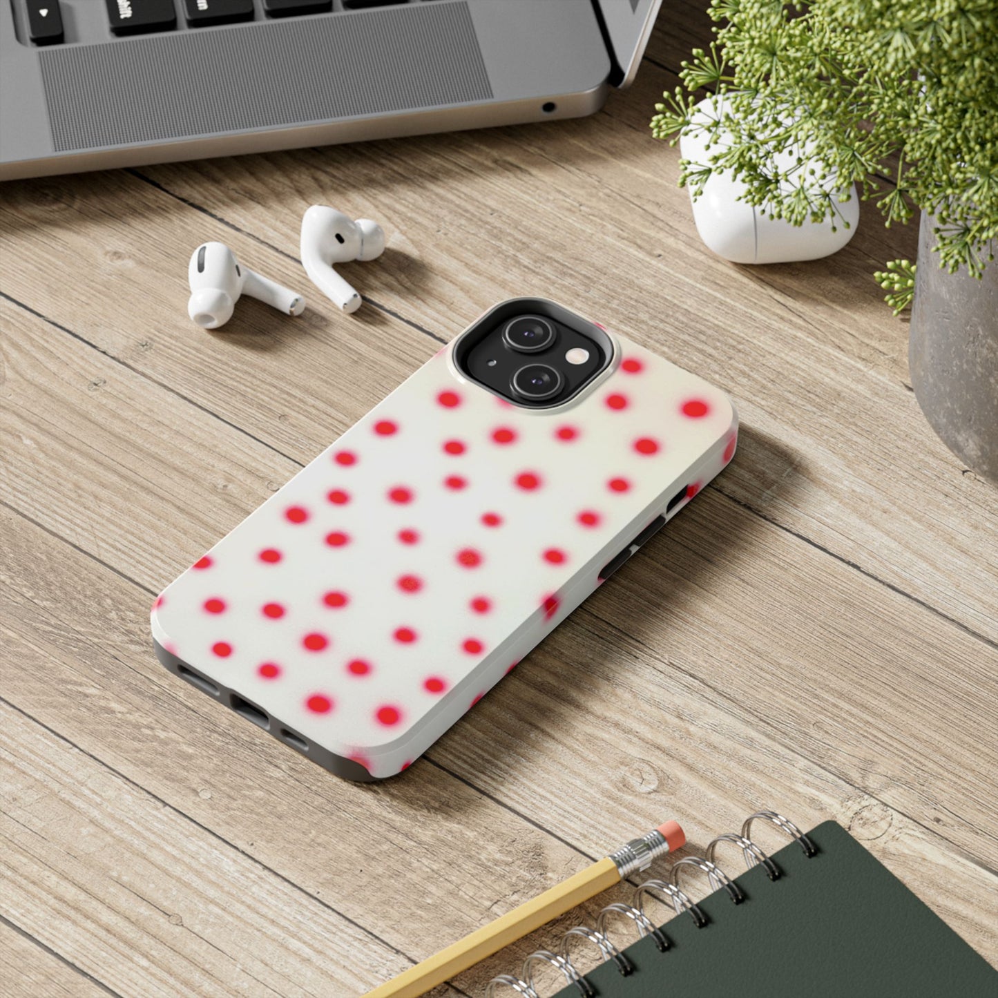 "vanilla cherry polka dot" airbrush iPhone case