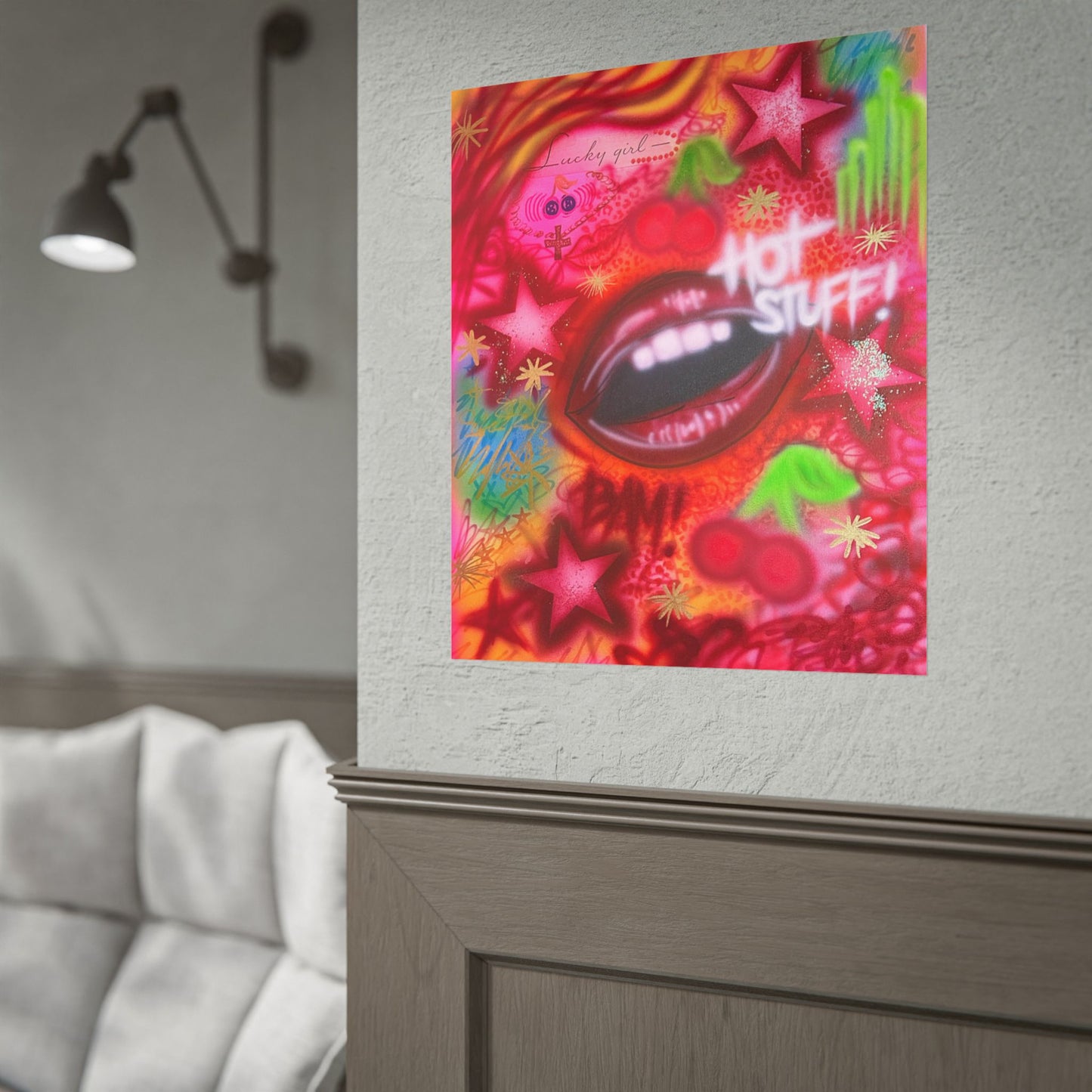 "hot stuff" airbrush rolled print