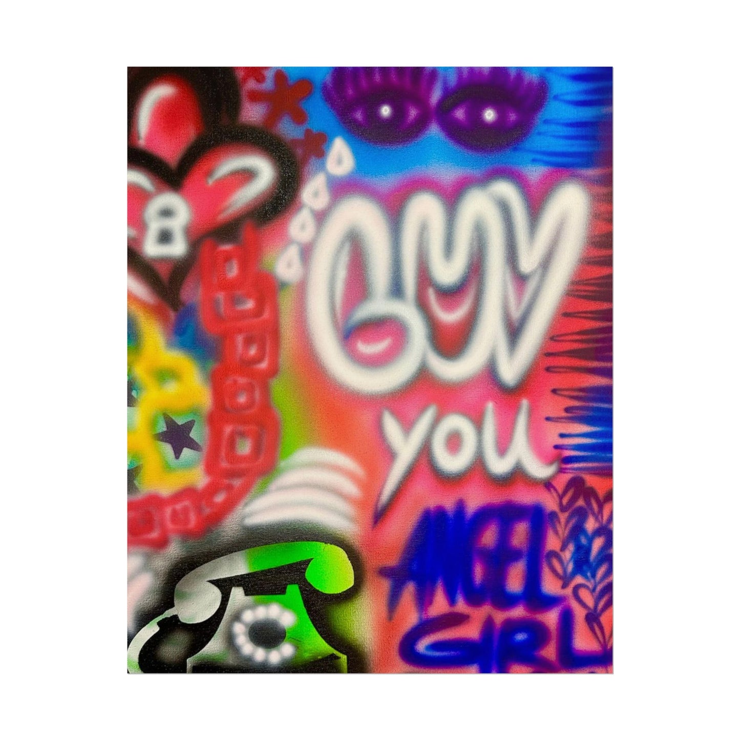 "luv u angel girl" airbrush rolled print