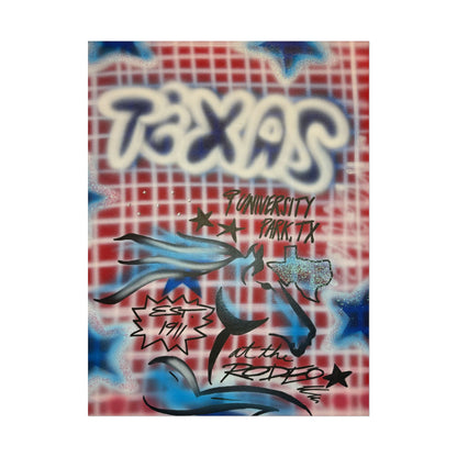 "texas" airbrush rolled print