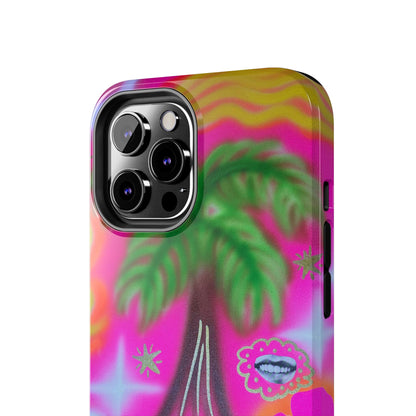"neon pink palms" airbrush iPhone case