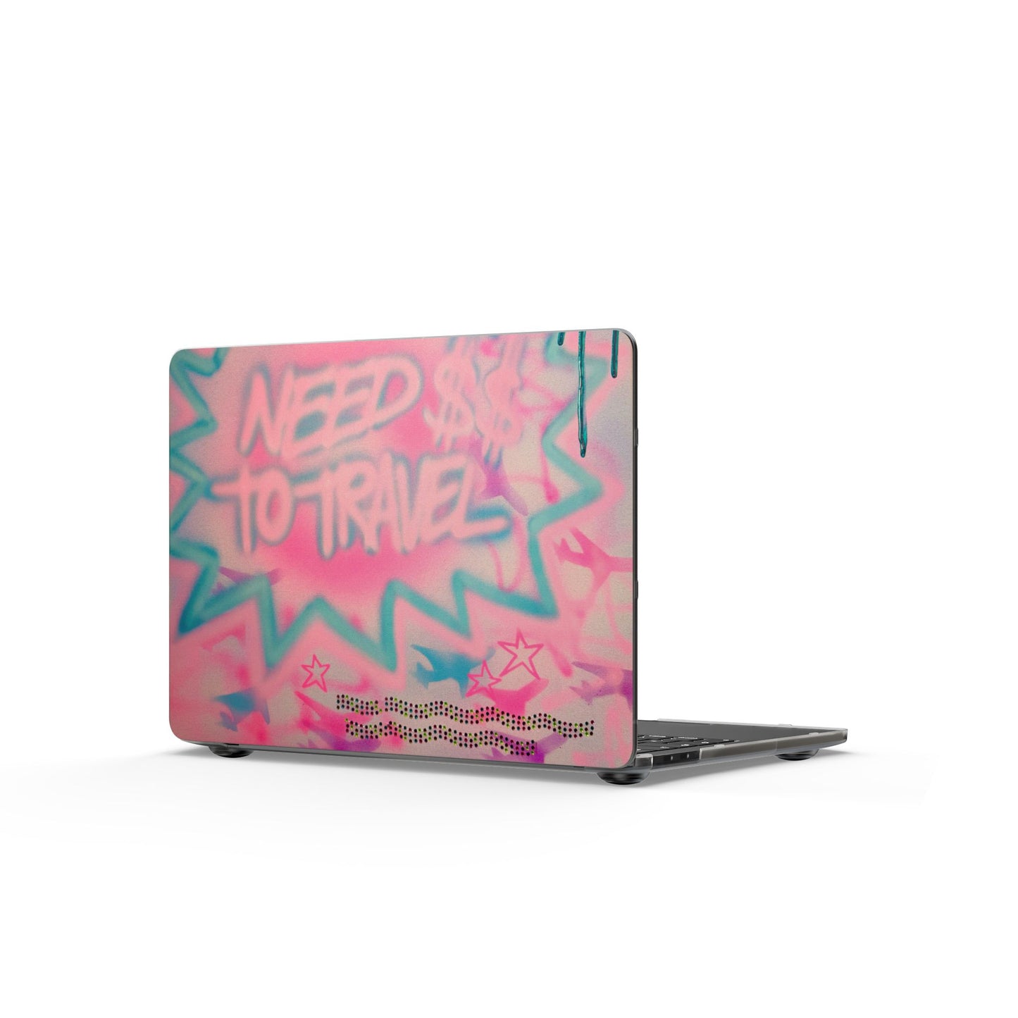 "need $$ to travel" airbrush matte macbook case